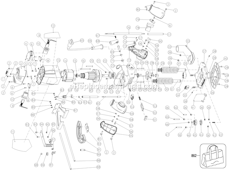 Black and Decker RP250K-B2C (Type 1) Router Power Tool Page A Diagram